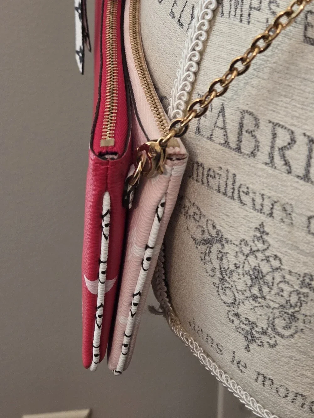 Authentic LV Double Zip Pochette Giant Monogram Pink Red White Crossbody Bag